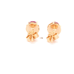 Aros de Oro Amarillo 18K Chaton Circular con 1 Piedra Fucsia Cierre Mariposa