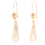 Aros de Oro Amarillo 18K Filigrana con Gancho Hippie con Seguridad