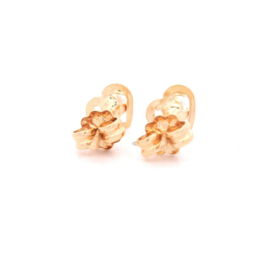 Aros de Oro Amarillo 18K Solitario Corazón con 1 Micropiedra Incolora y Cierre Mariposa