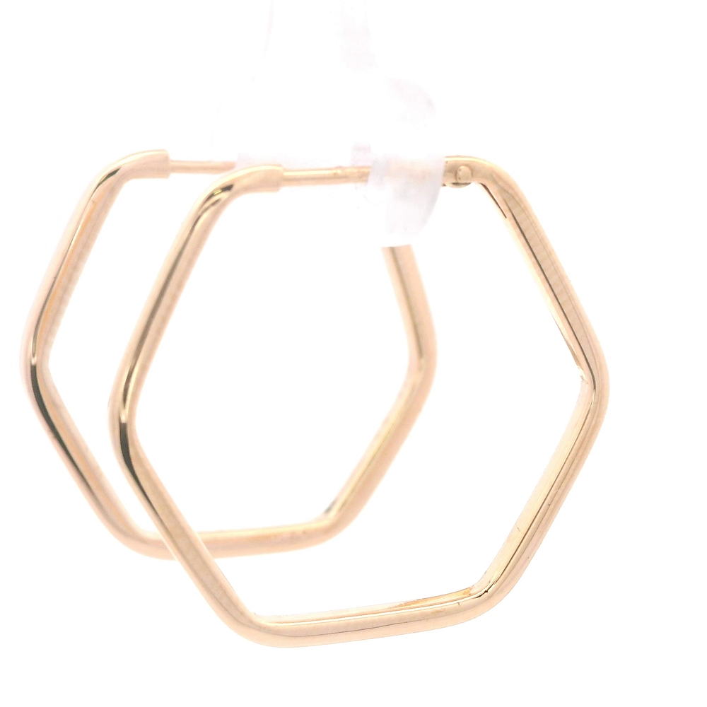 Aros de Oro Amarillo 18K Hexagonal con Cierre Criollo