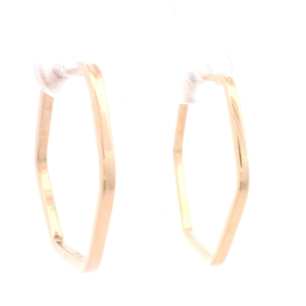 Aros de Oro Amarillo 18K Hexagonal con Cierre Criollo