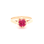 Anillo de Oro Amarillo 18K Circular con Piedra Fucsia