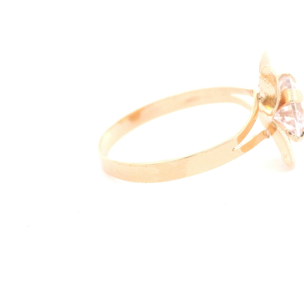 Anillo de Oro Amarillo 18K Flor con Diamante