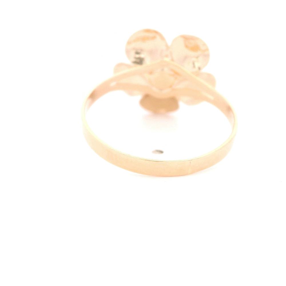 Anillo de Oro Amarillo 18K Flor con Diamante