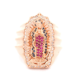 Anillo de Oro Amarillo 18K Sello con Piedra Fucsia