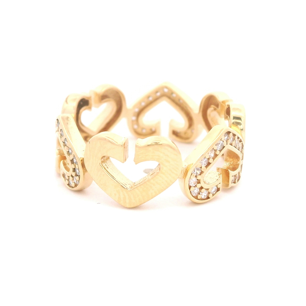 Anillo de Oro Amarillo 18K Calado con Diamante