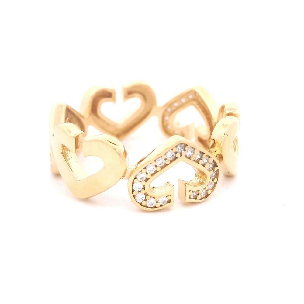 Anillo de Oro Amarillo 18K Calado con Diamante