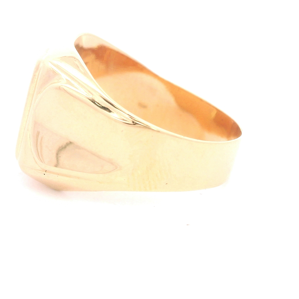 Anillo de Oro Amarillo 18K Sello con Piedra Fucsia