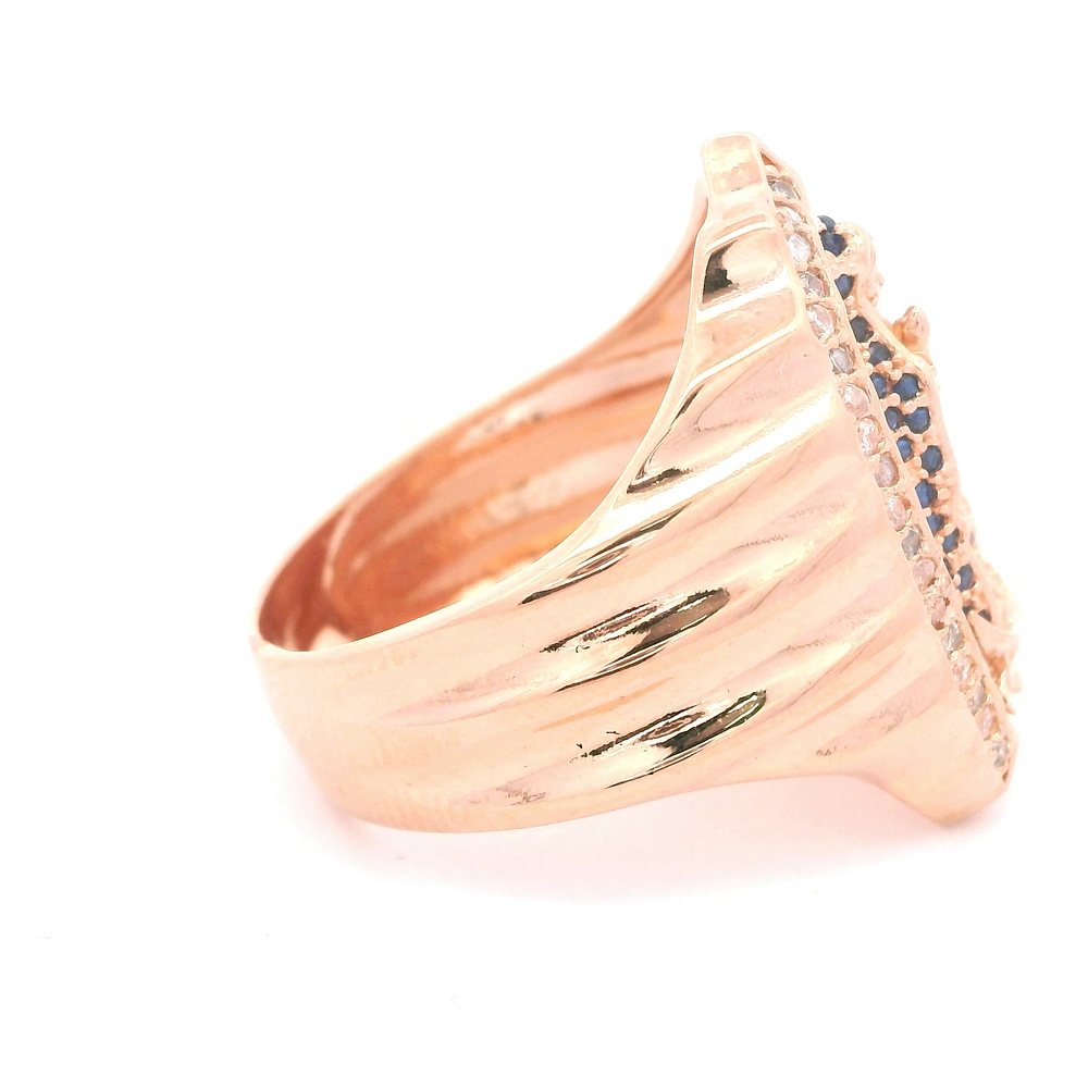 Anillo de Oro Amarillo 18K Sello con Piedra Fucsia