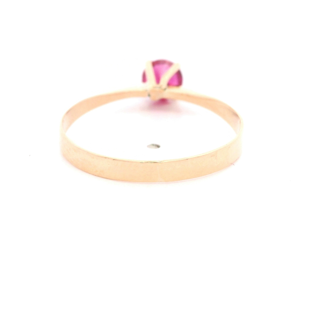 Anillo de Oro Amarillo 18K Solitario con Piedra Fucsia