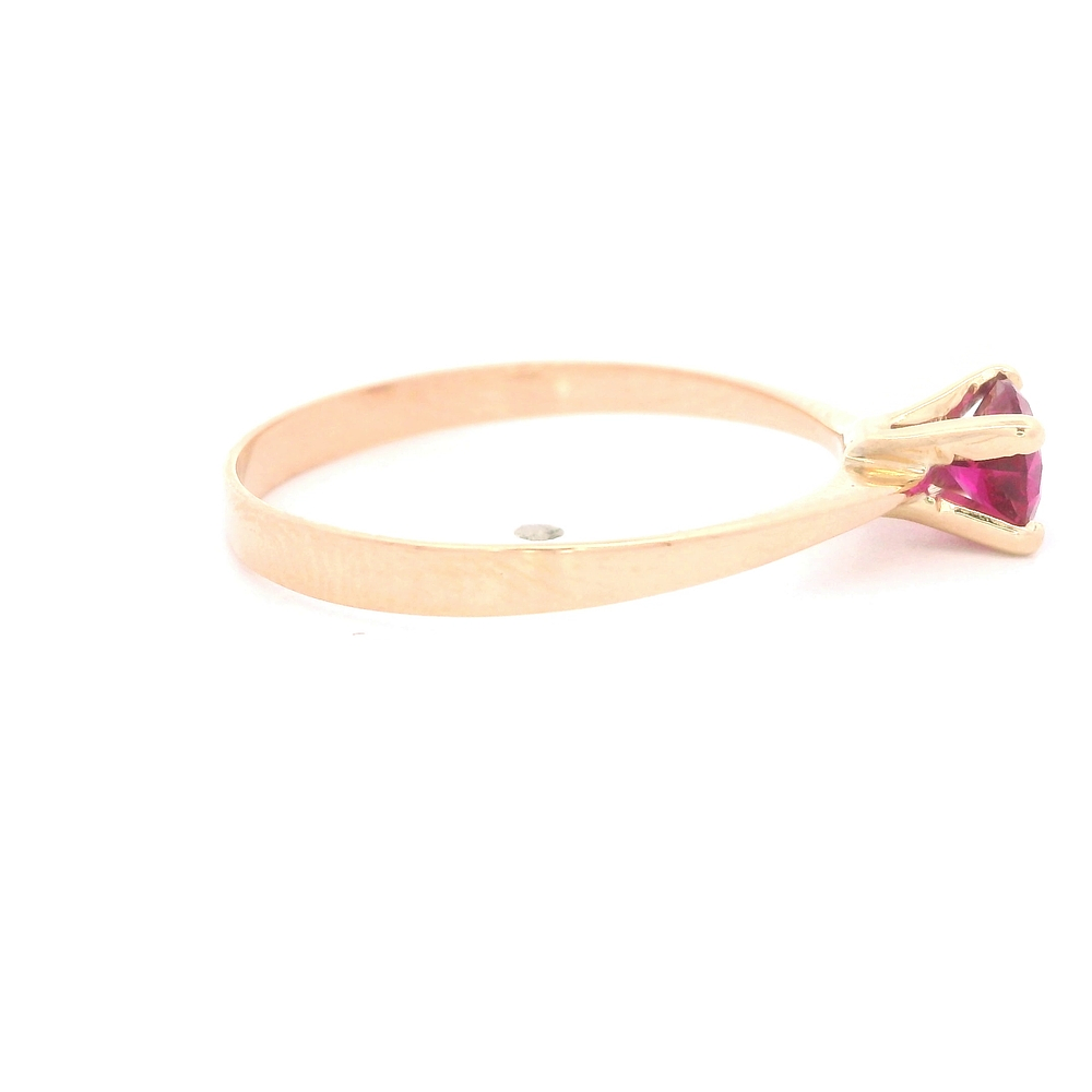 Anillo de Oro Amarillo 18K Solitario con Piedra Fucsia