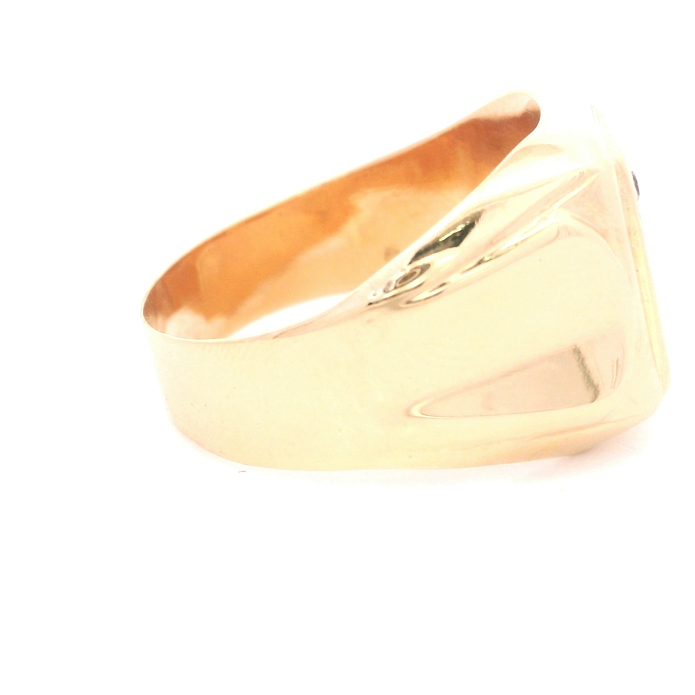 Anillo de Oro Amarillo 18K Sello con Piedra Fucsia
