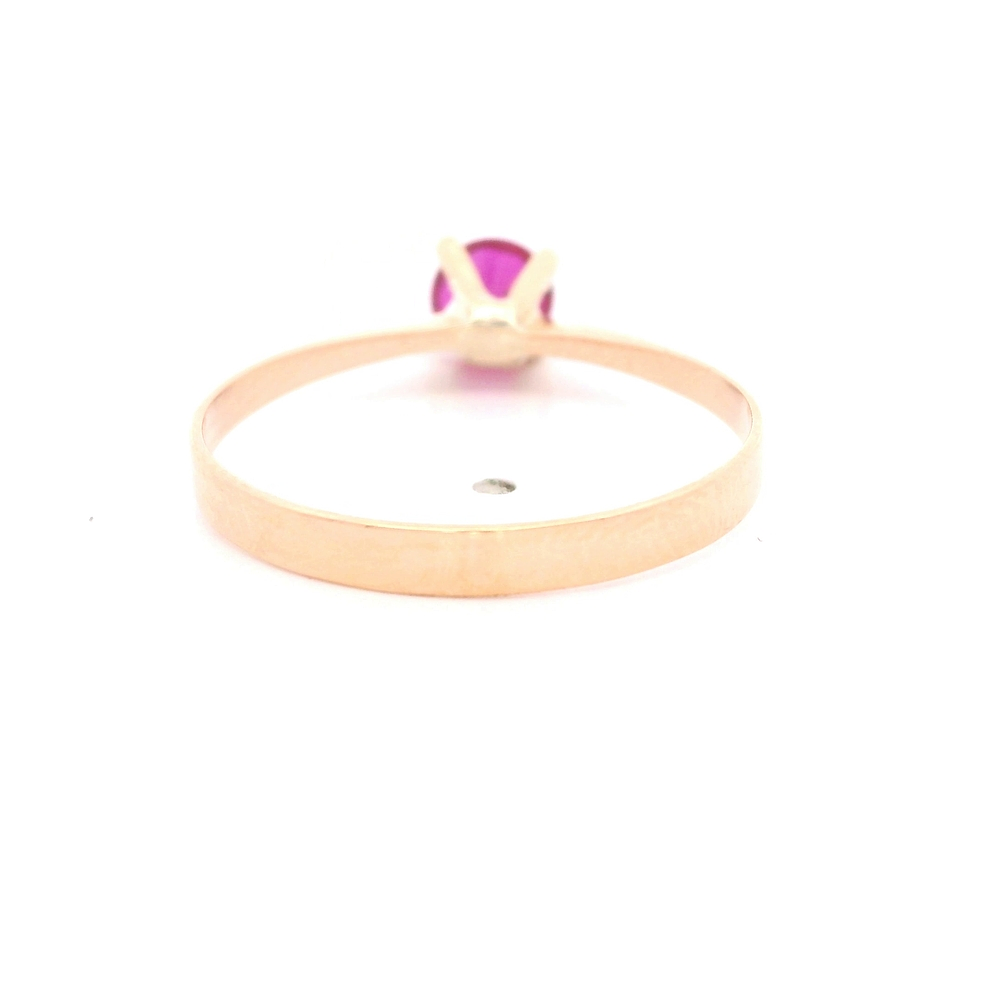 Anillo de Oro Amarillo 18K Solitario con Piedra Fucsia