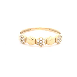 Anillo Cintillo Oro Amarillo 18K Cintillo Hexagonales