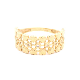 Anillo de Oro Amarillo 18K Cintillo Con Corazón 