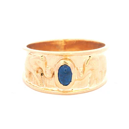 Anillo de Oro Amarillo 18K Tuerca Tallada Elefantes