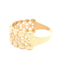 Anillo de Oro Amarillo 18K Cintillo Con Corazón 