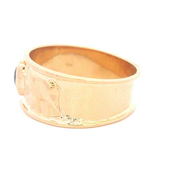 Anillo de Oro Amarillo 18K Tuerca Tallada Elefantes