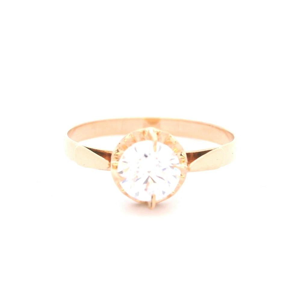 Anillo de Oro Amarillo 18K Circular con Diamante