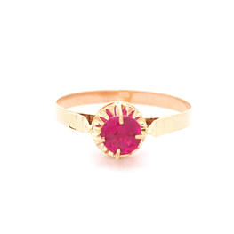 Anillo de Oro Amarillo 18K Circular con Piedra Fucsia