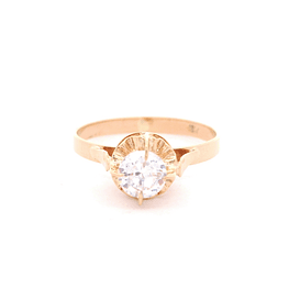 Anillo de Oro Amarillo 18K Circular con Diamante