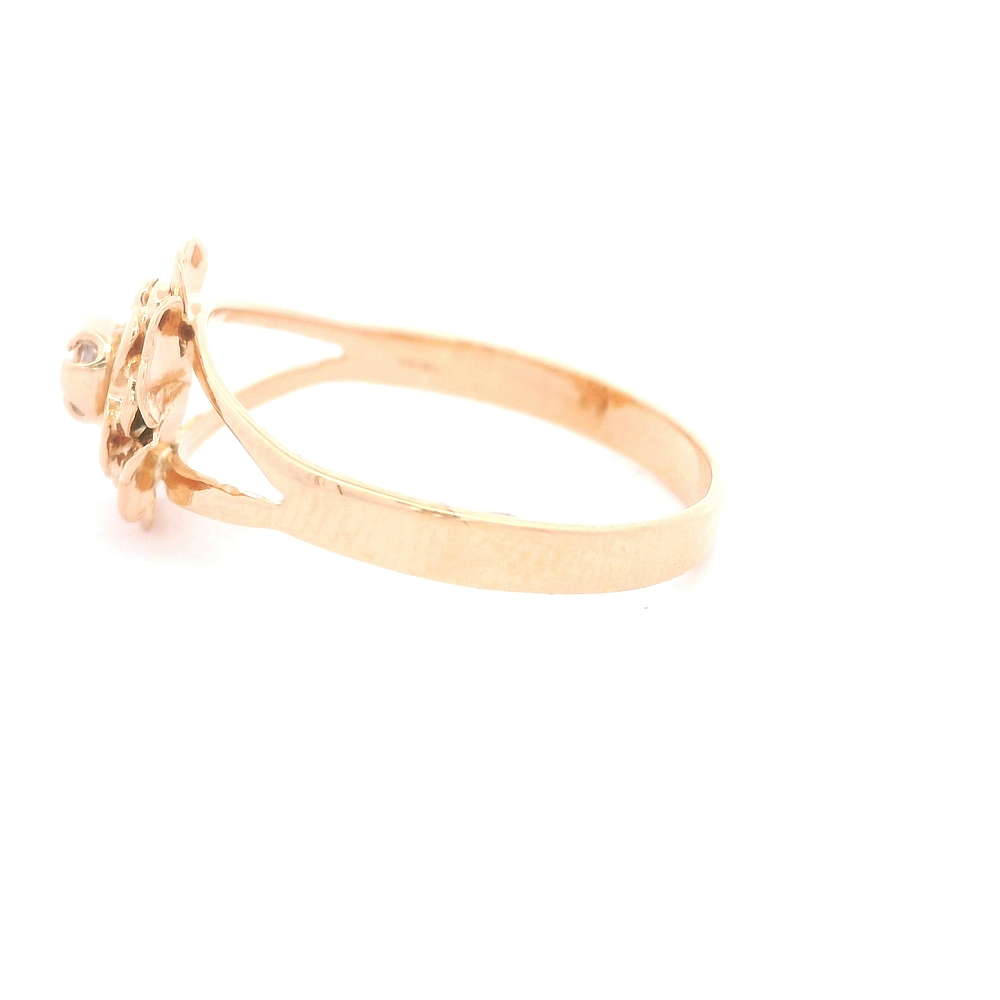 Anillo de Oro Amarillo 18K Flor con Diamante