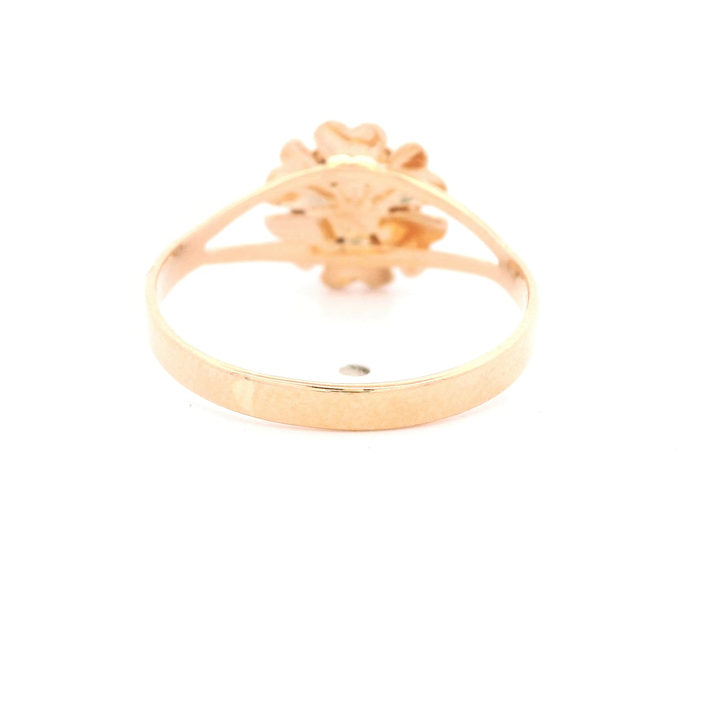 Anillo de Oro Amarillo 18K Flor con Diamante