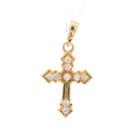 Colgante de Oro Amarillo 18K Cruz con Diamantes