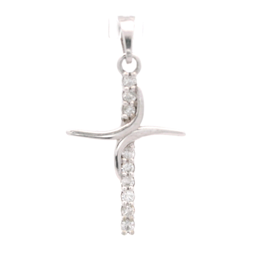 Colgante de Oro Blanco 18K Cruz con Diamantes