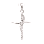 Colgante de Oro Blanco 18K Cruz con Diamantes