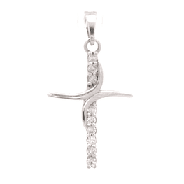 Colgante de Oro Blanco 18K Cruz con Diamantes
