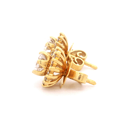 Aros de Oro Amarillo 18K Flor con Diamantes