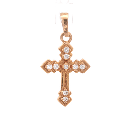 Colgante de Oro Rosado 18K Cruz con Diamantes