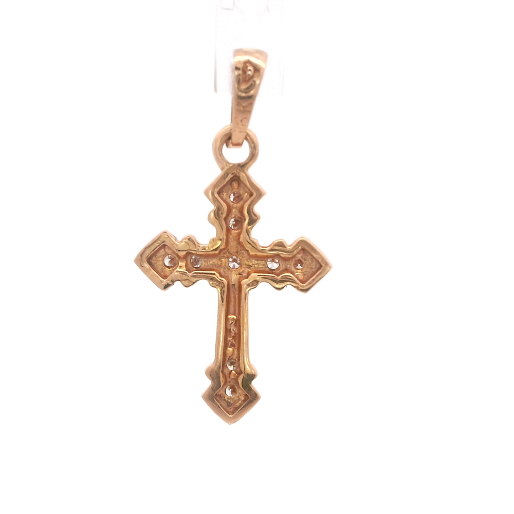 Colgante de Oro Rosado 18K Cruz con Diamantes