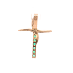 Colgante de Oro Rosado 18K Cruz con Esmeraldas