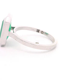 Anillo de Oro Blanco 18K Solitario con Esmeralda