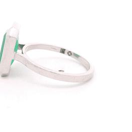 Anillo de Oro Blanco 18K Solitario con Esmeralda