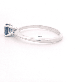 Anillo de Oro Blanco 18K Solitario con Zafiro