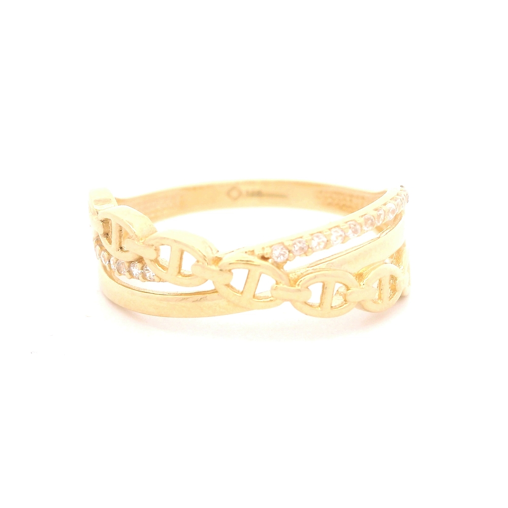 Anillo de Oro Amarillo 18K Cintillo con Diamante