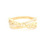 Anillo de Oro Amarillo 18K Cintillo con Diamante