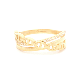 Anillo de Oro Amarillo 18K Cintillo con Diamante