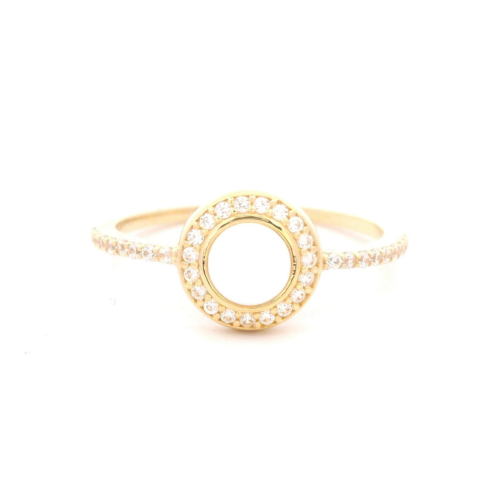 Anillo de Oro Amarillo 18K Halo con Ópalo