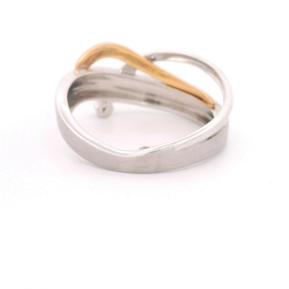 Anillo de Oro Blanco y Rosado 18K Cruzado con Diamantes