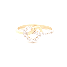 Anillo de Oro Amarillo 18K Corazón con Diamante