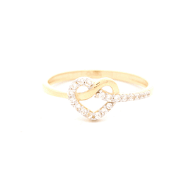 Anillo de Oro Amarillo 18K Corazón con Diamante
