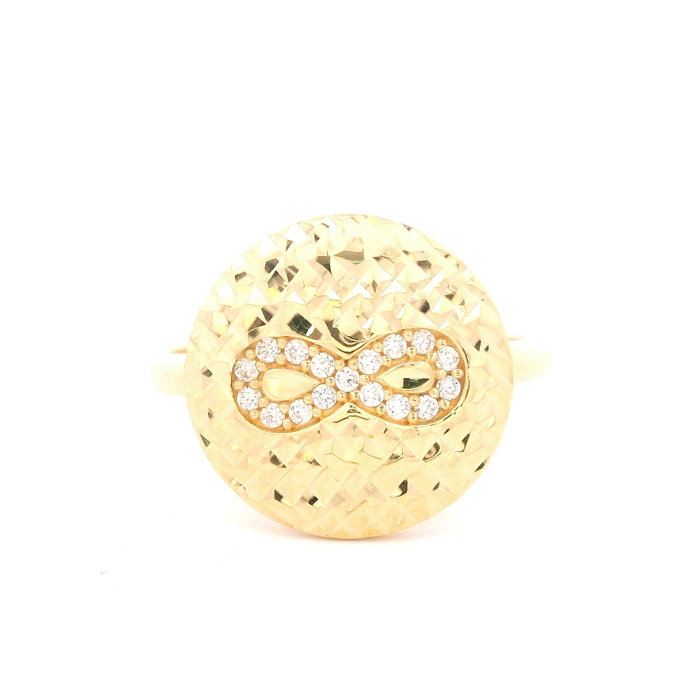 Anillo de Oro Amarillo 18K Circular con Diamantes