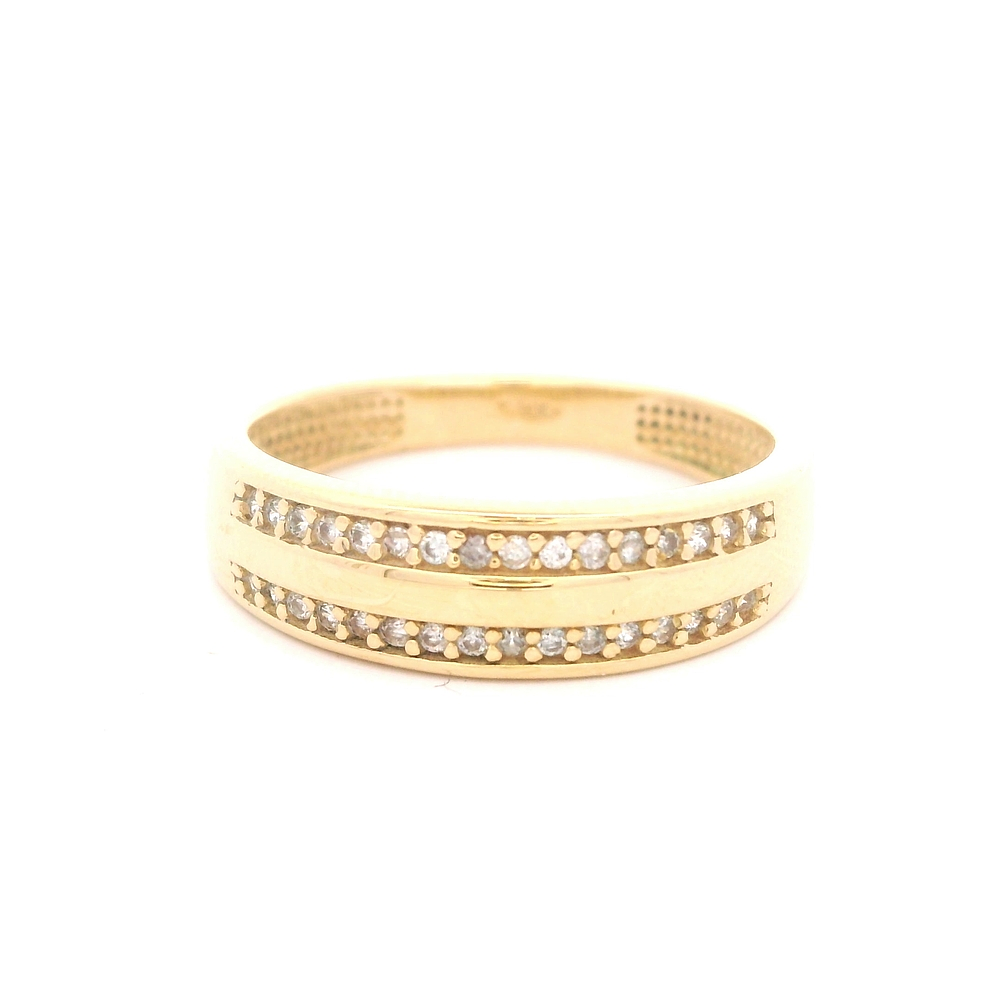 Anillo de Oro Amarillo 18K Cintillo con Diamante