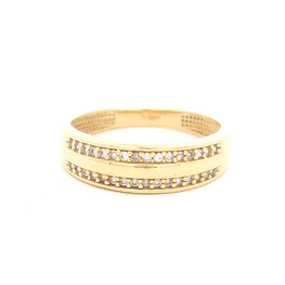 Anillo de Oro Amarillo 18K Cintillo con Diamante
