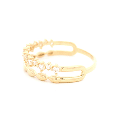 Anillo de Oro Amarillo 18K Cintillo con Diamante