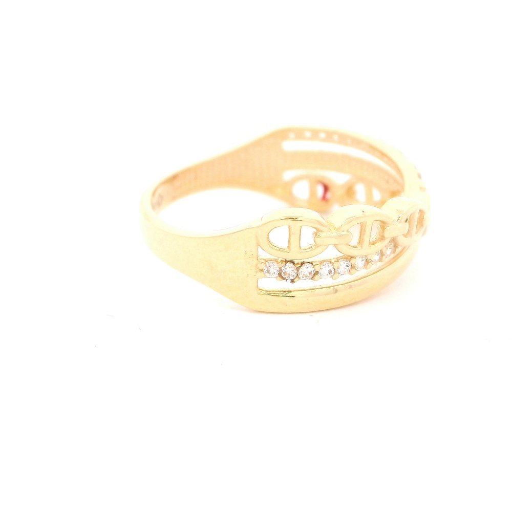 Anillo de Oro Amarillo 18K Cintillo con Diamante